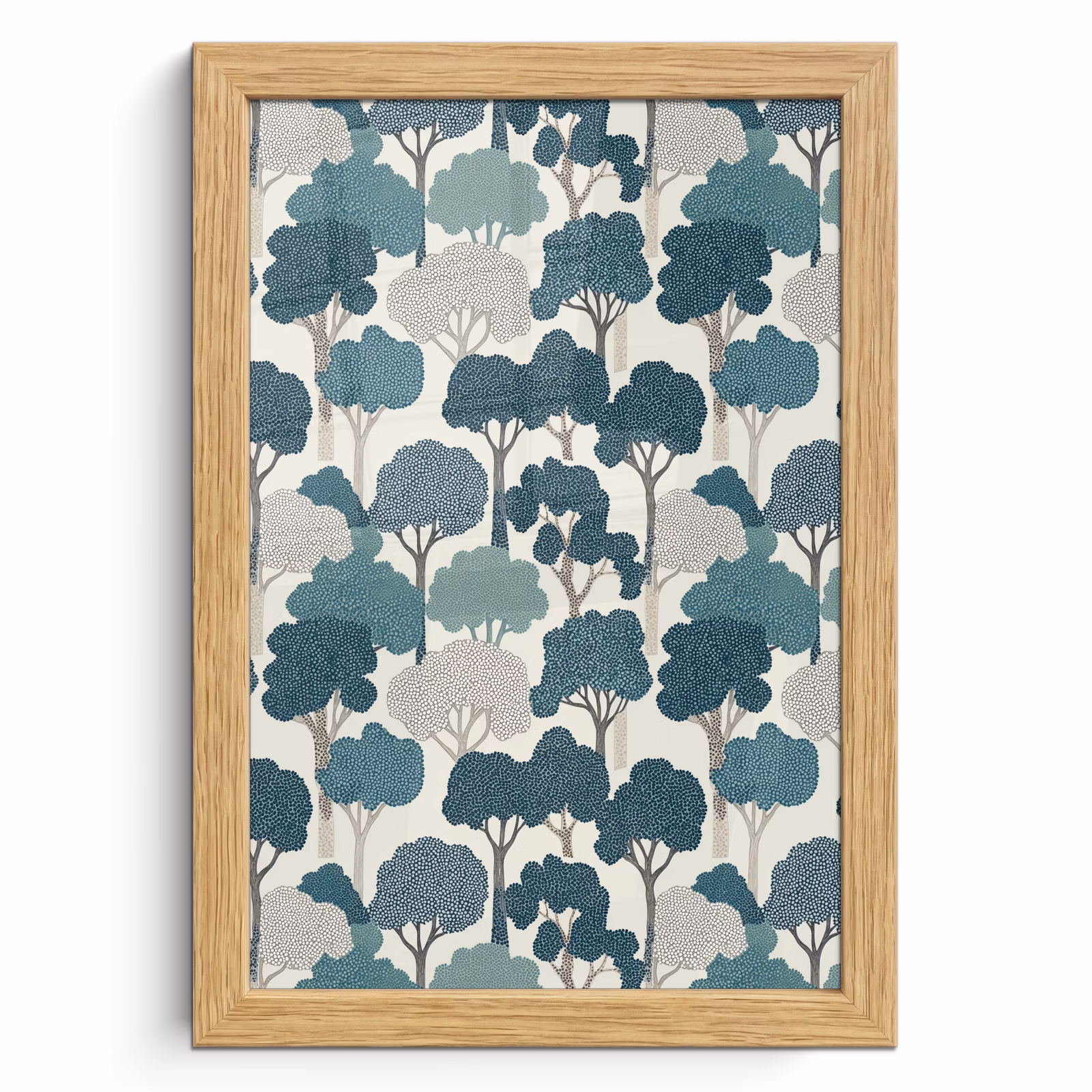 Poster met lijst - Modern - Bomen - Bos - Patroon - Blauw — 1