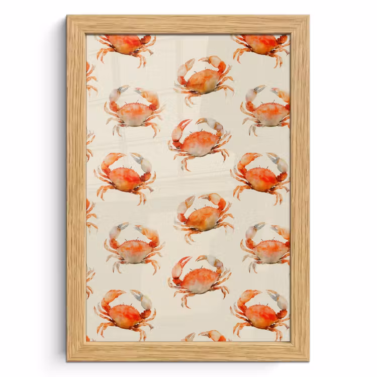Poster met lijst - Krabben - Patroon - Oranje — 1