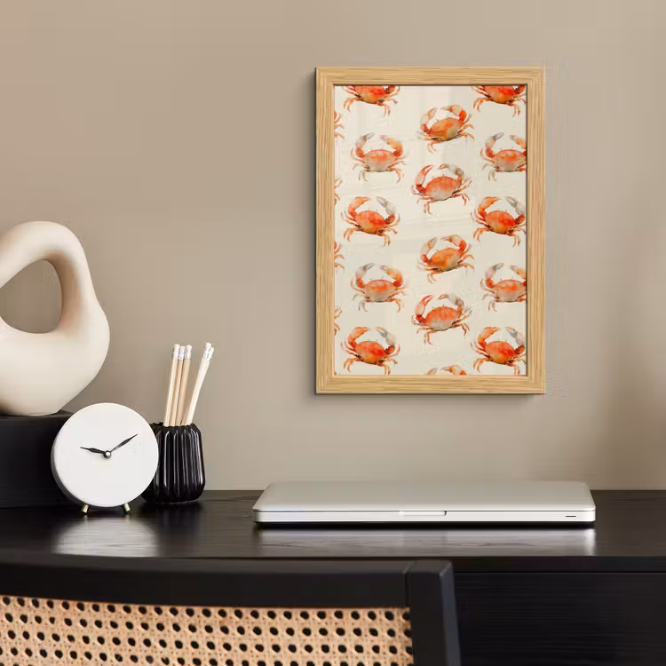 Poster met lijst - Krabben - Patroon - Oranje — 2