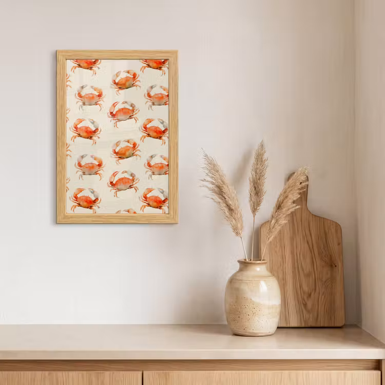 Poster met lijst - Krabben - Patroon - Oranje — 3