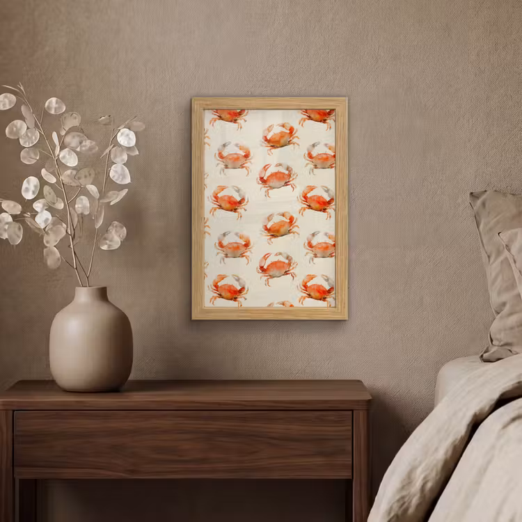 Poster met lijst - Krabben - Patroon - Oranje — 4