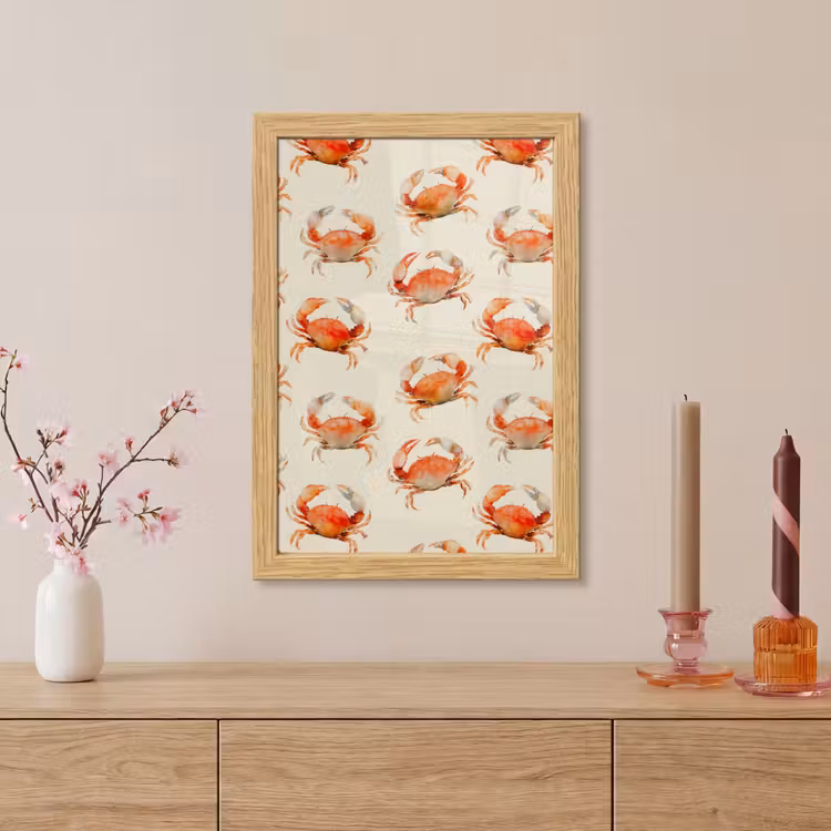 Poster met lijst - Krabben - Patroon - Oranje — 5