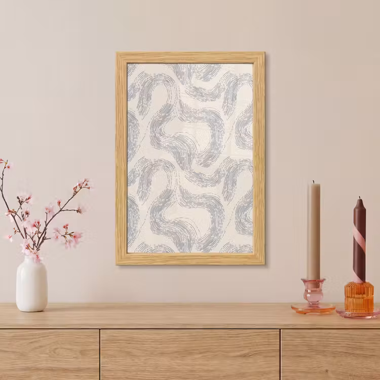 Poster met lijst - Lijnen - Patroon - Beige - Minimalistisch — 5
