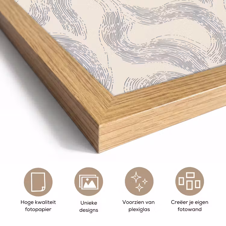 Poster met lijst - Lijnen - Patroon - Beige - Minimalistisch — 6
