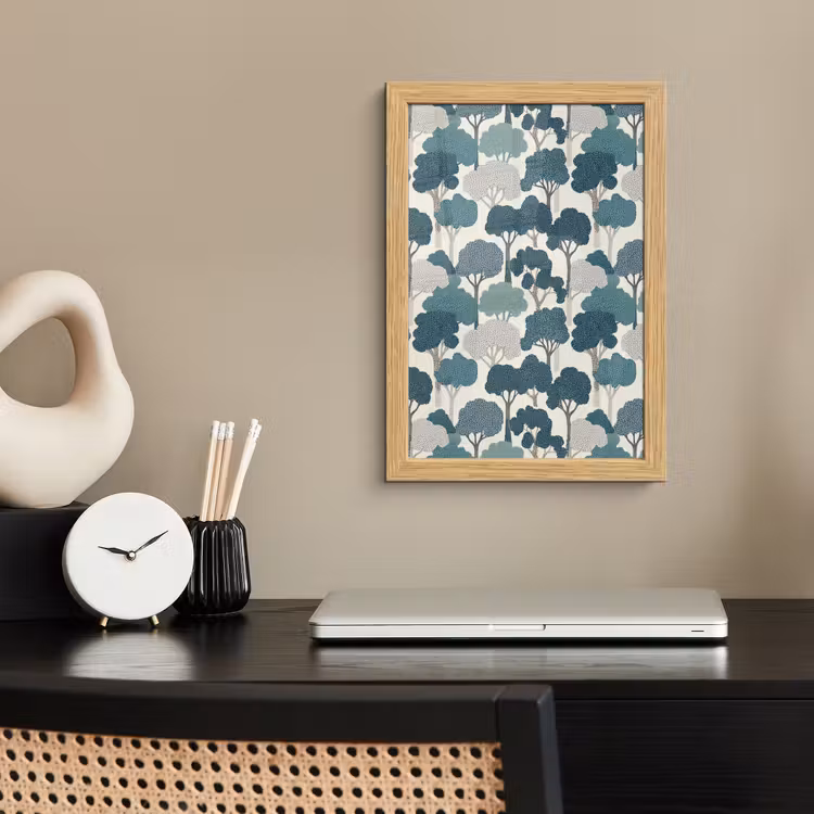 Poster met lijst - Modern - Bomen - Bos - Patroon - Blauw — 2