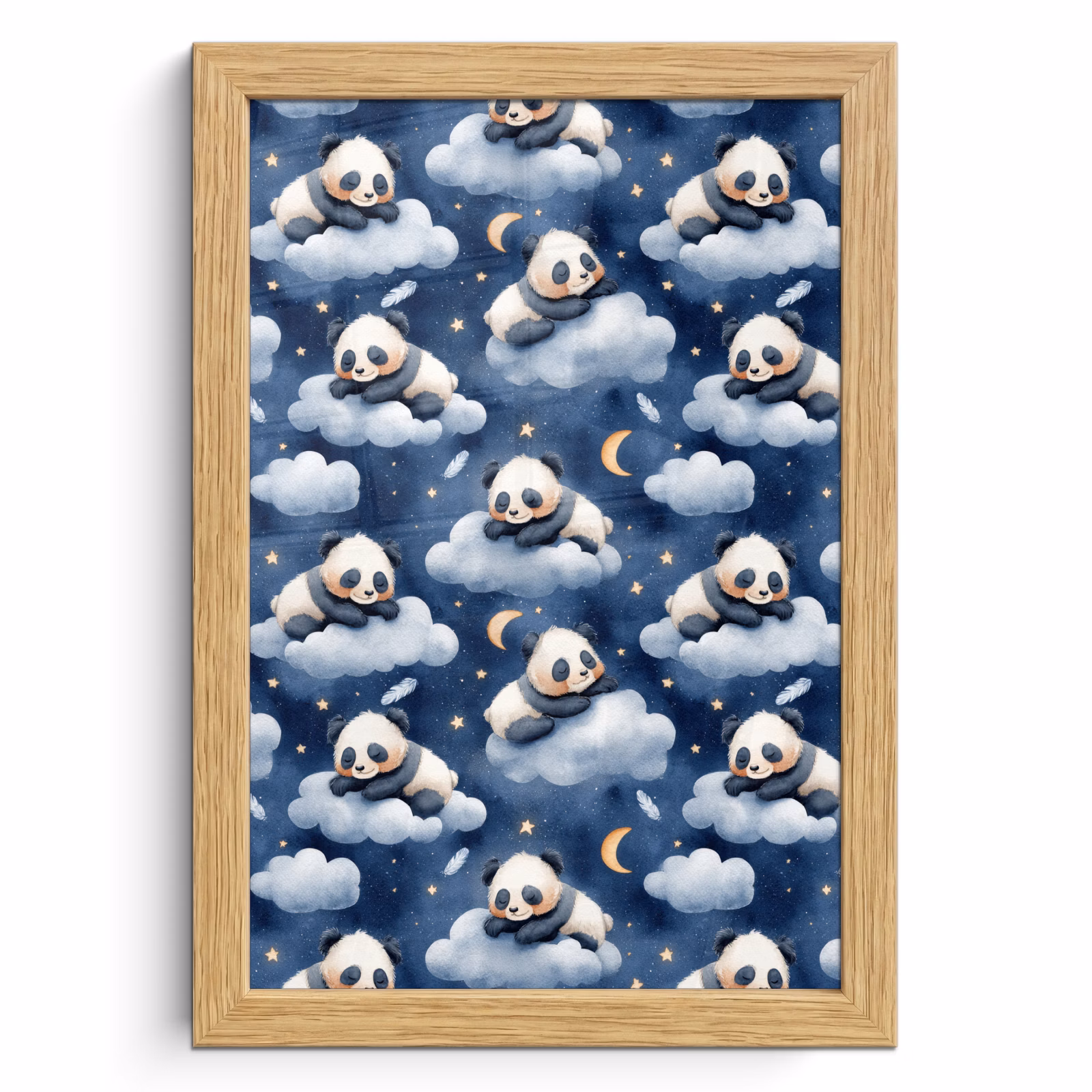 Poster met lijst - Panda's - Slapen - Blauw — 1