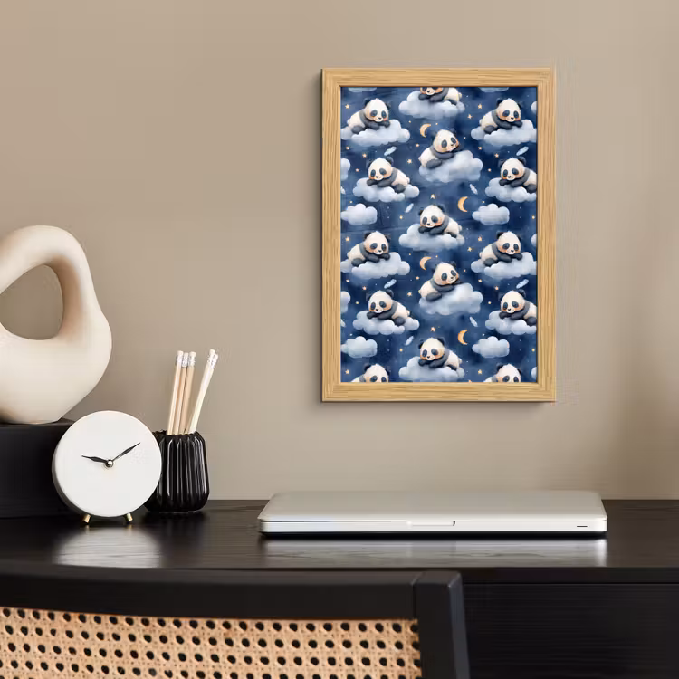 Poster met lijst - Panda's - Slapen - Blauw — 2