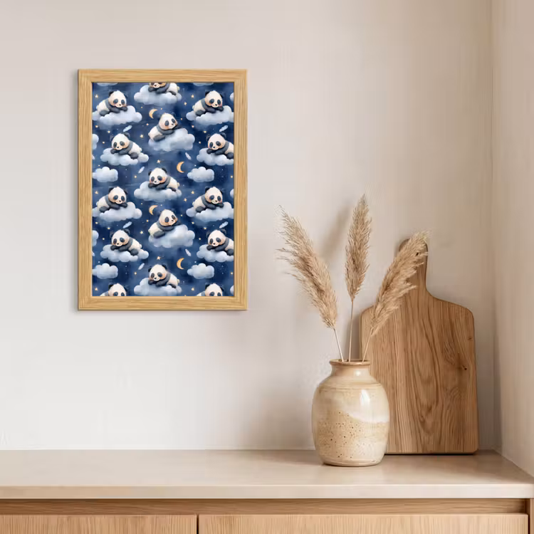 Poster met lijst - Panda's - Slapen - Blauw — 3