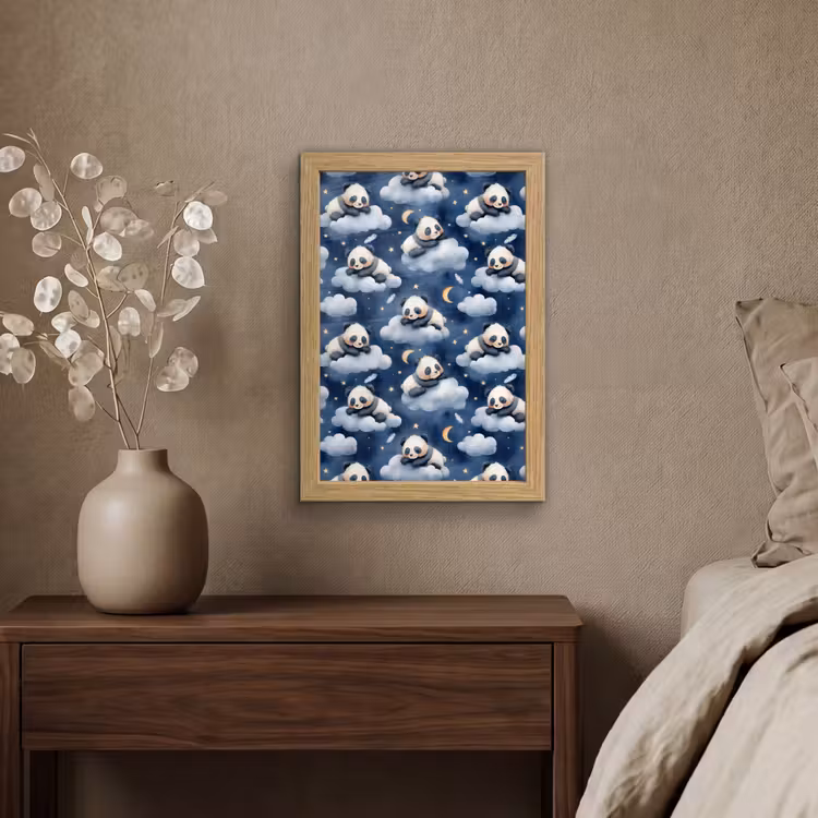 Poster met lijst - Panda's - Slapen - Blauw — 4