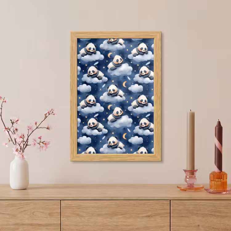 Poster met lijst - Panda's - Slapen - Blauw — 5