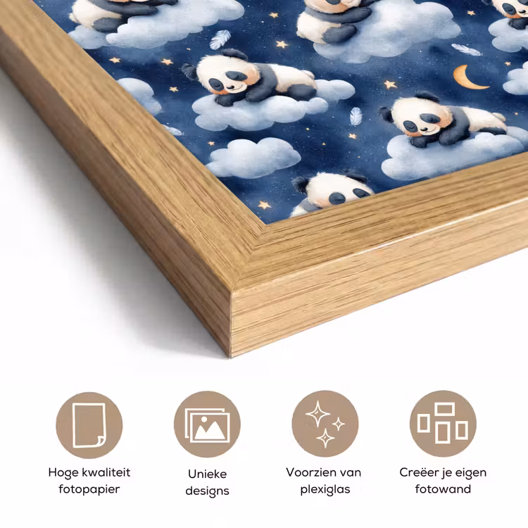 Poster met lijst - Panda's - Slapen - Blauw — 6