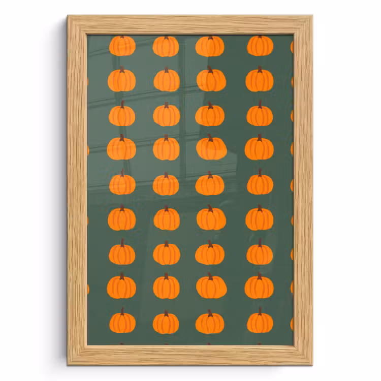 Poster met lijst - Pompoen - Patroon - Oranje — 1