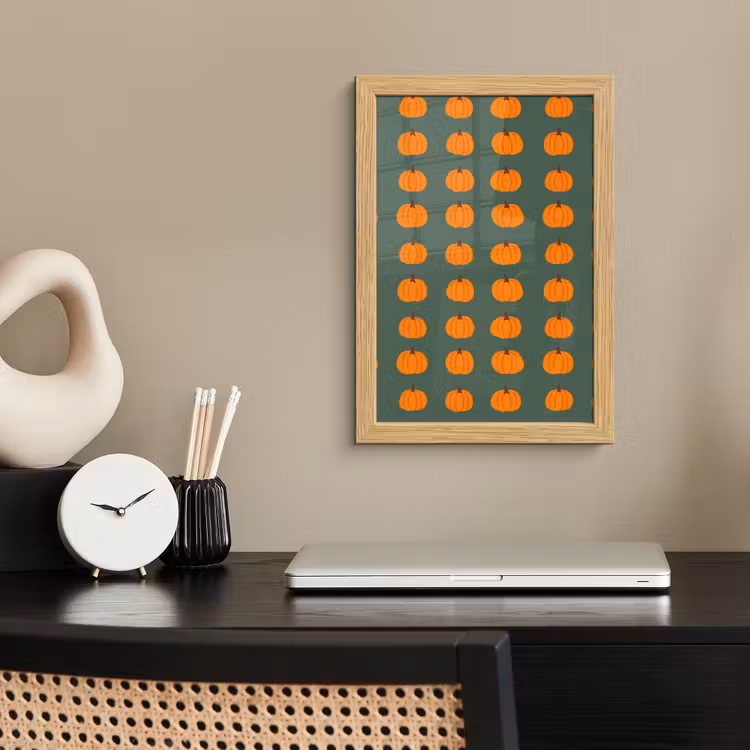 Poster met lijst - Pompoen - Patroon - Oranje — 2