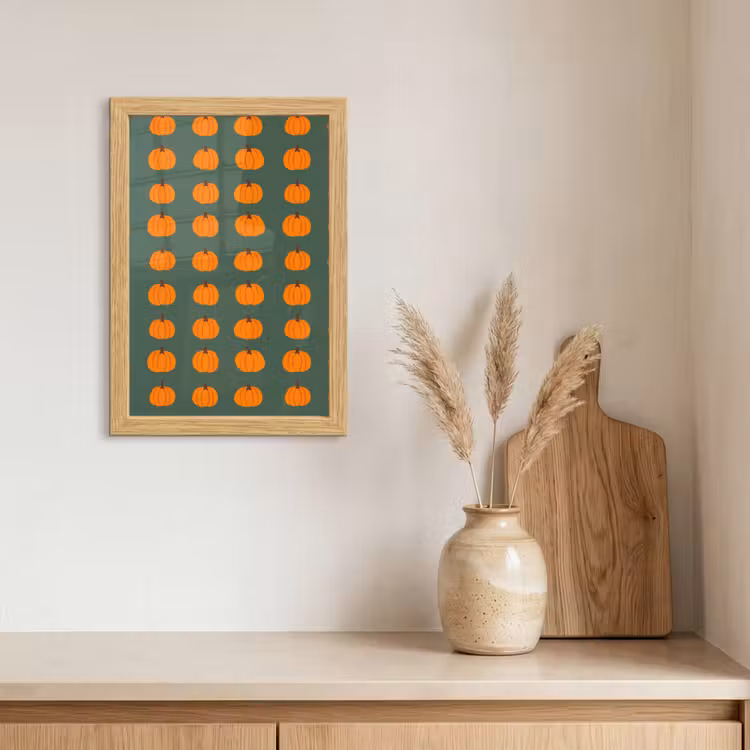 Poster met lijst - Pompoen - Patroon - Oranje — 3