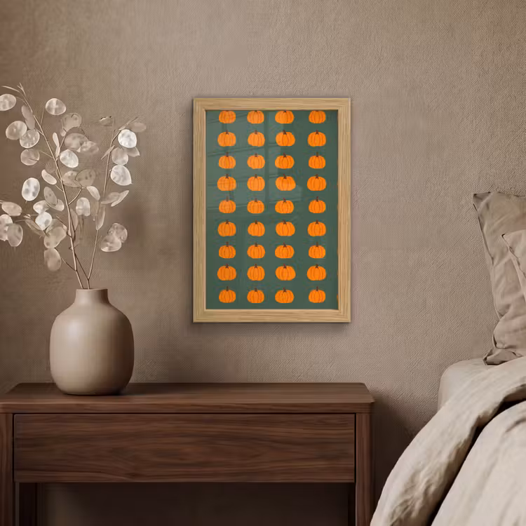 Poster met lijst - Pompoen - Patroon - Oranje — 4