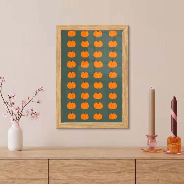 Poster met lijst - Pompoen - Patroon - Oranje — 5