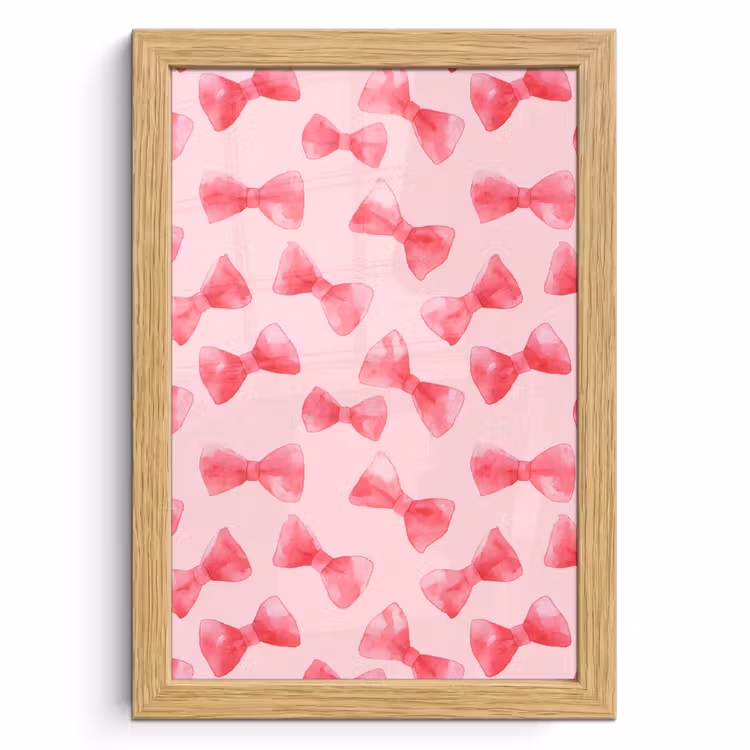 Poster met lijst - Strikken - Aquarel - Roze — 1