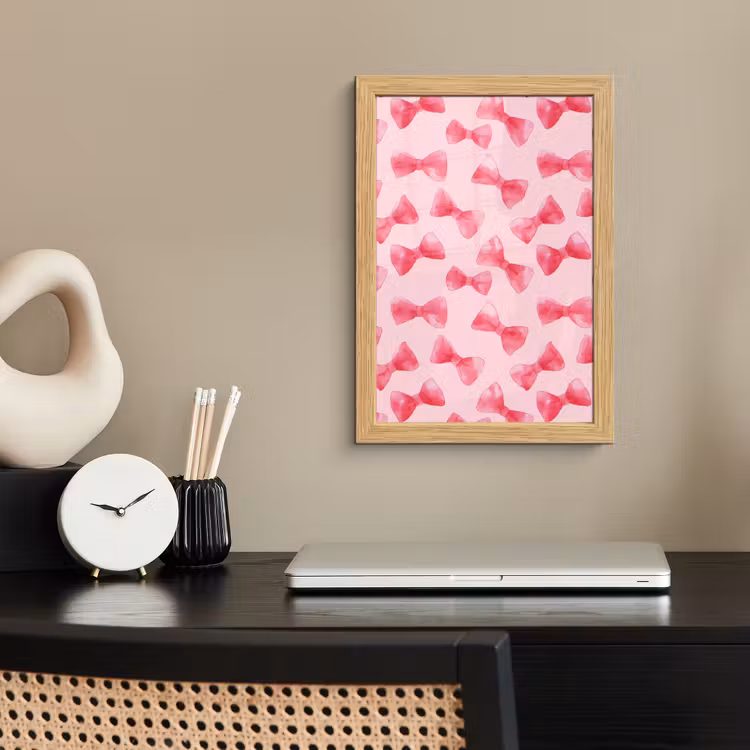 Poster met lijst - Strikken - Aquarel - Roze — 2