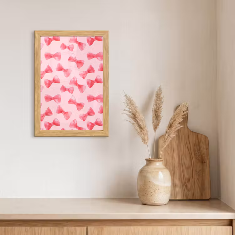 Poster met lijst - Strikken - Aquarel - Roze — 3