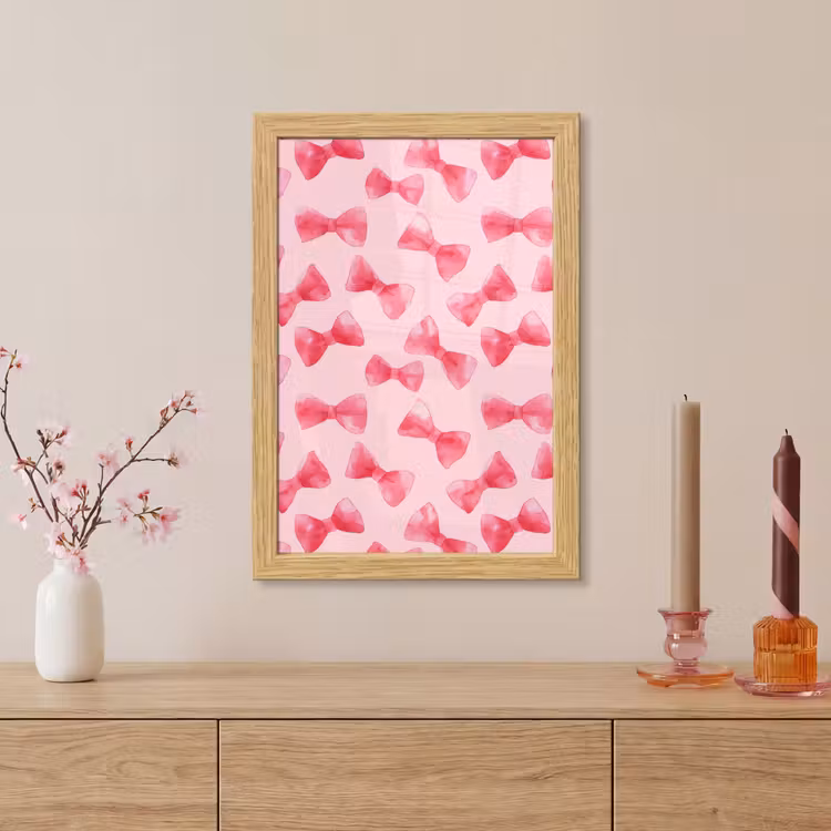 Poster met lijst - Strikken - Aquarel - Roze — 5