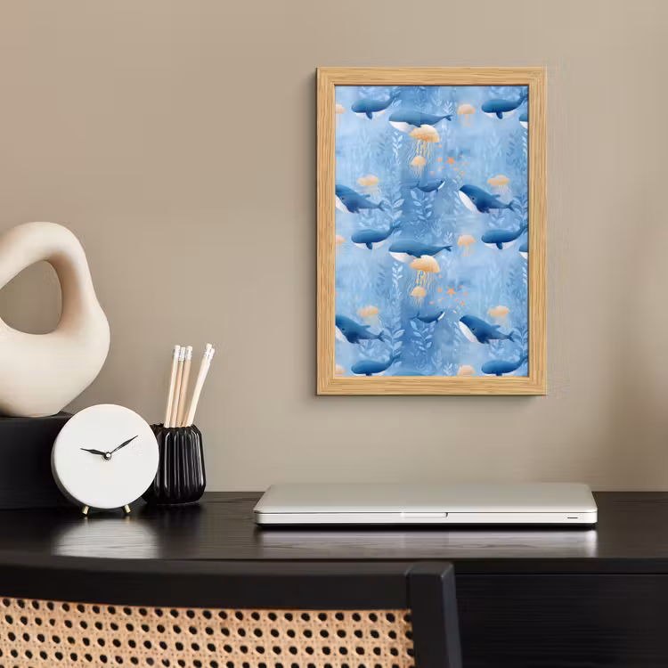 Poster met lijst - Walvissen - Oceaan - Blauw — 2