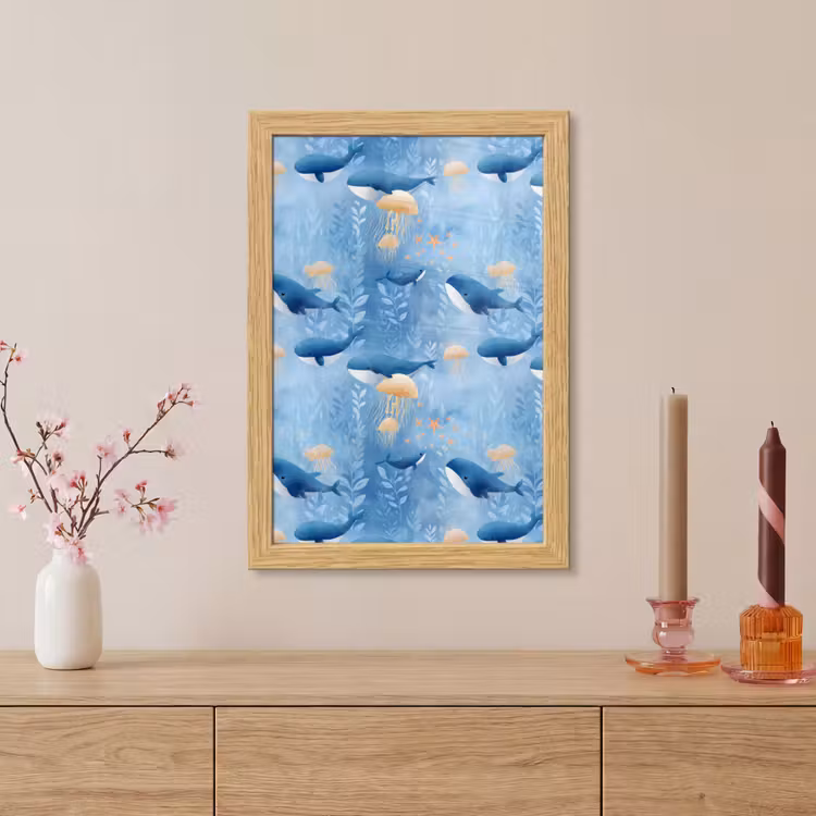 Poster met lijst - Walvissen - Oceaan - Blauw — 5