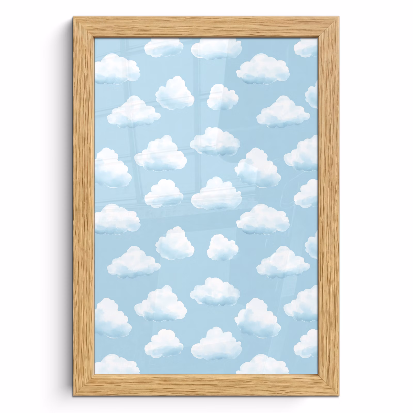 Poster met lijst - Wolken - Illustratie - Blauw — 1