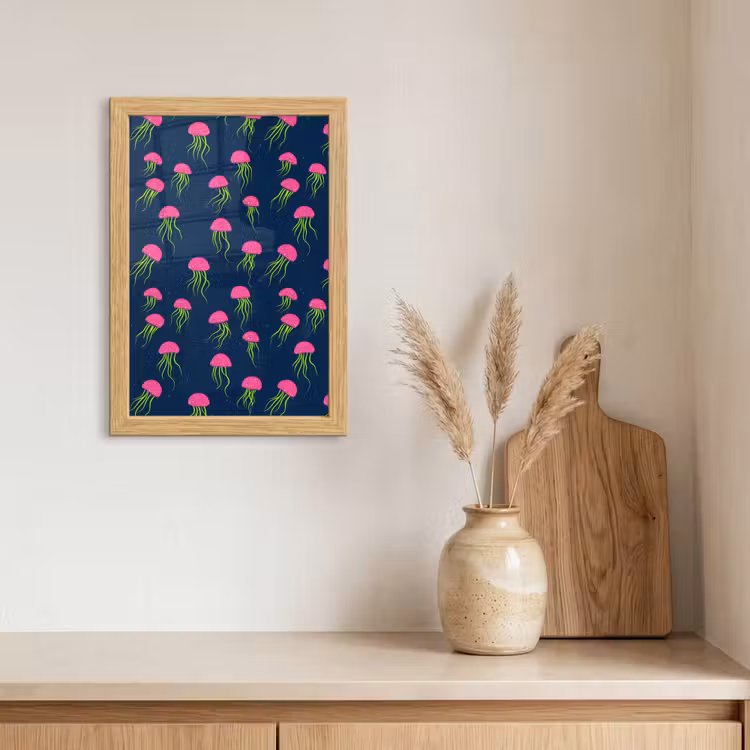 Poster met lijst - Kwallen - Diepzee - Neon — 3