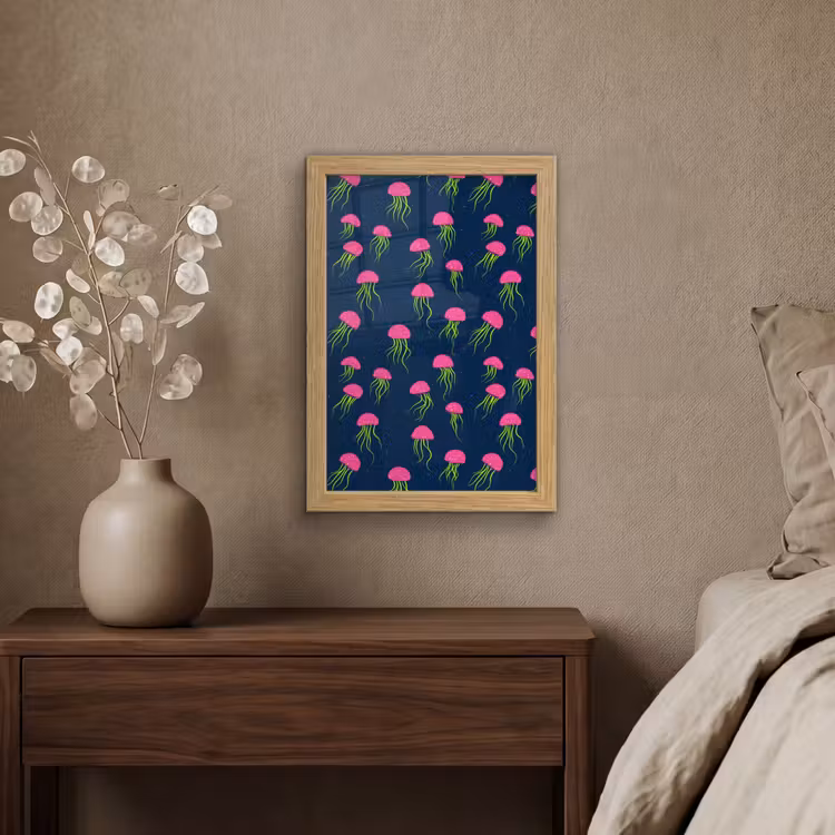 Poster met lijst - Kwallen - Diepzee - Neon — 4