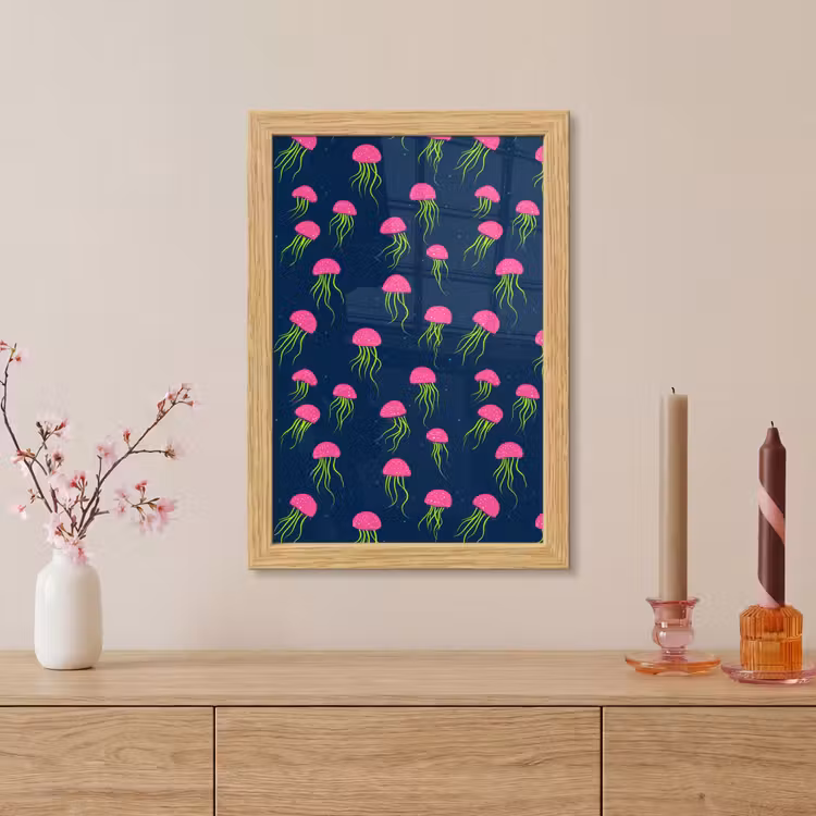 Poster met lijst - Kwallen - Diepzee - Neon — 5