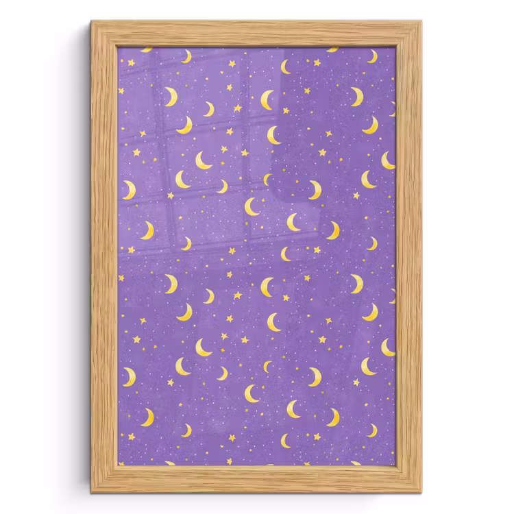 Poster met lijst - Manen - Sterren - Paars — 1