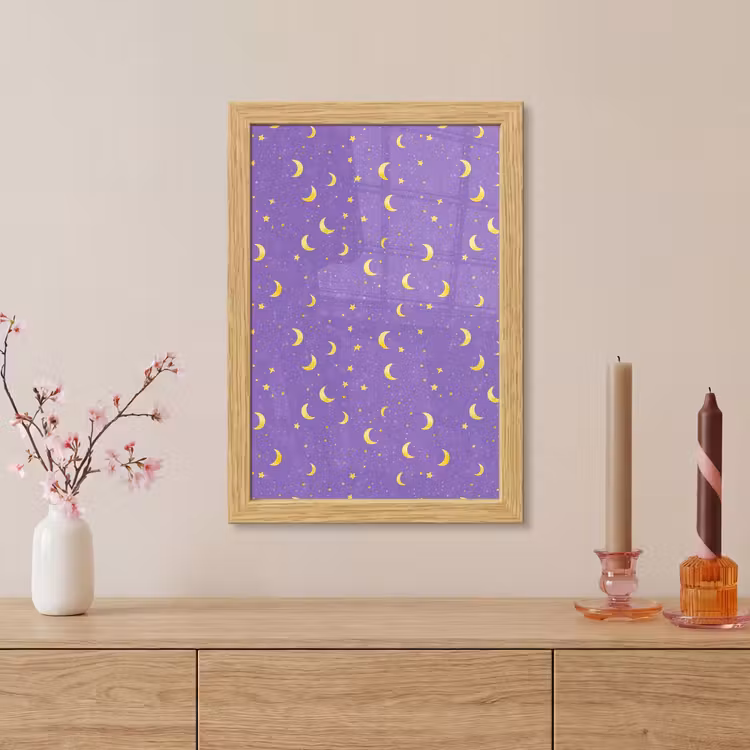Poster met lijst - Manen - Sterren - Paars — 5