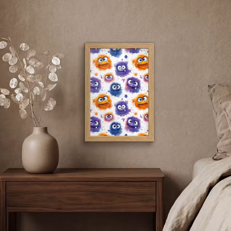 Poster met lijst - Monstertjes - Aquarel - Kleurrijk — 4