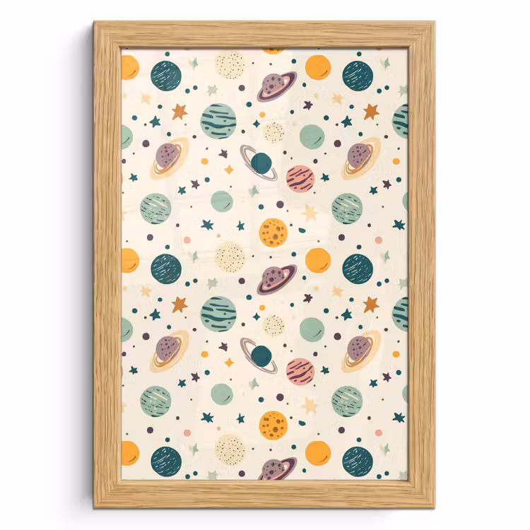Poster met lijst - Planeten - Retro - Kleurrijk — 1