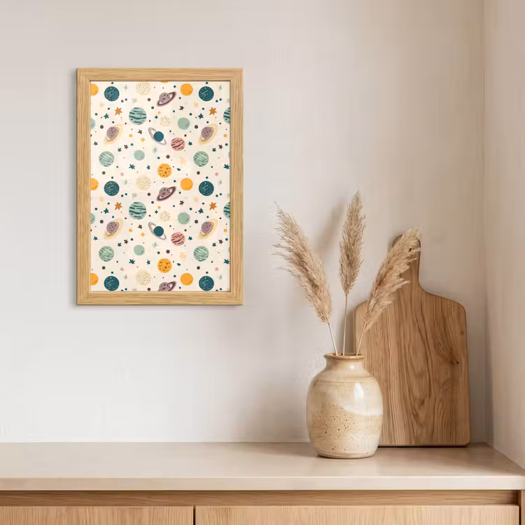 Poster met lijst - Planeten - Retro - Kleurrijk — 3