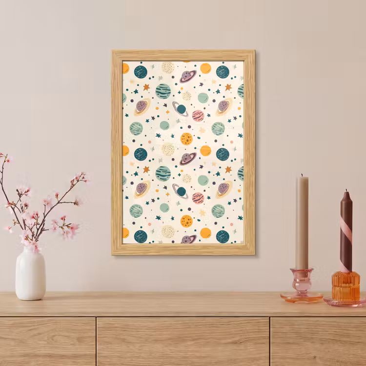 Poster met lijst - Planeten - Retro - Kleurrijk — 5