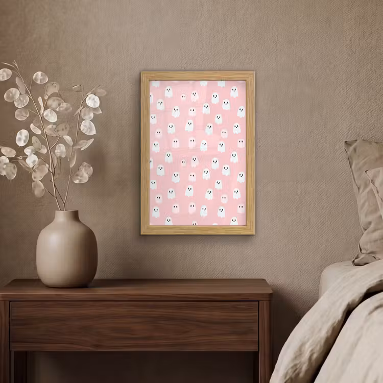 Poster met lijst - Spookjes - Patroon - Roze — 4