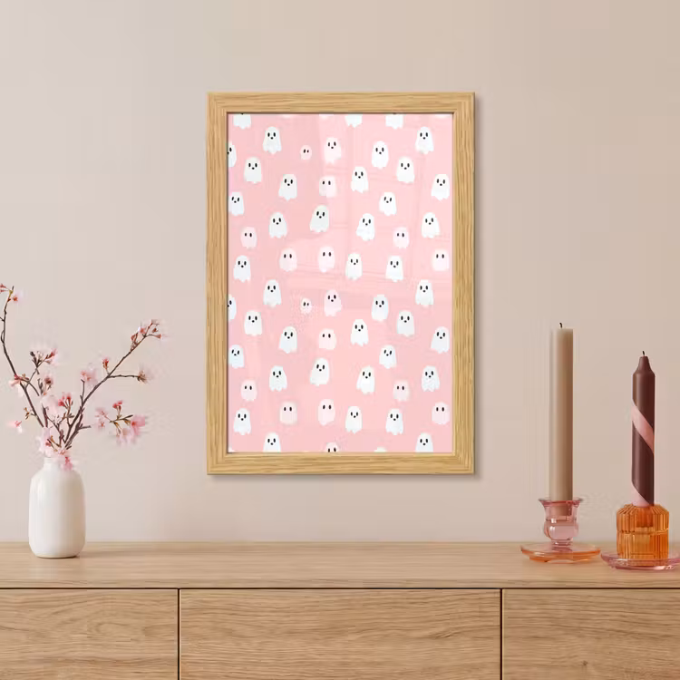 Poster met lijst - Spookjes - Patroon - Roze — 5