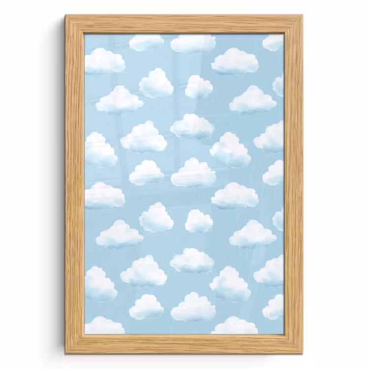 Poster met lijst - Wolken - Illustratie - Blauw — 1