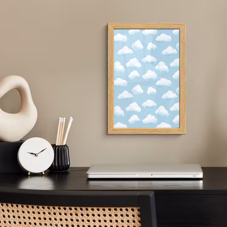 Poster met lijst - Wolken - Illustratie - Blauw — 2