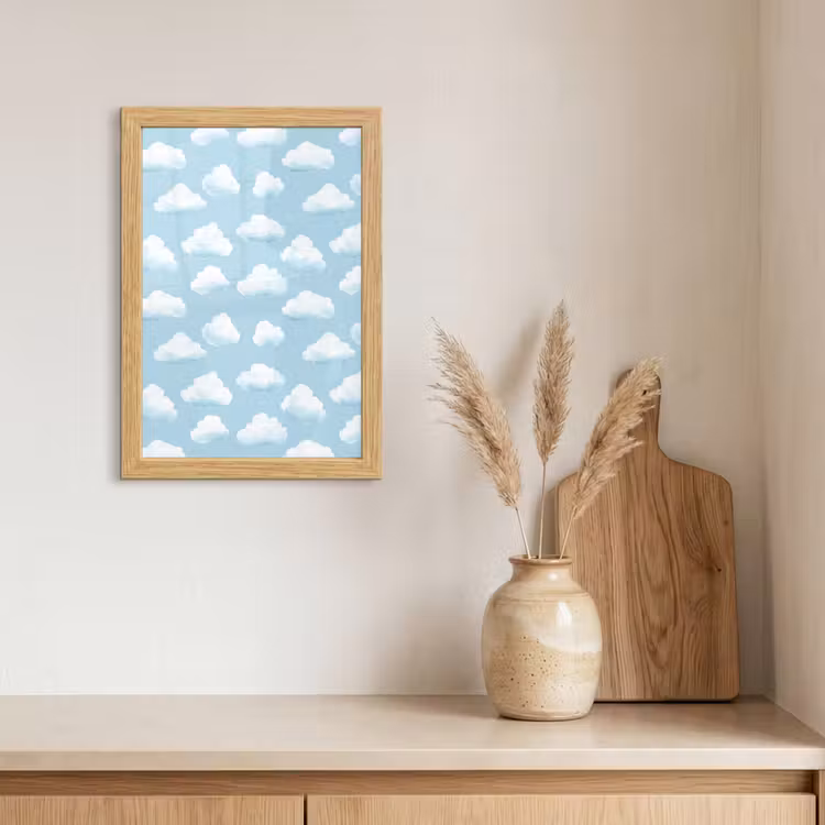Poster met lijst - Wolken - Illustratie - Blauw — 3