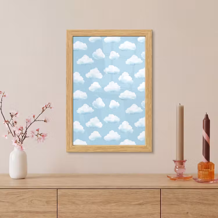 Poster met lijst - Wolken - Illustratie - Blauw — 5