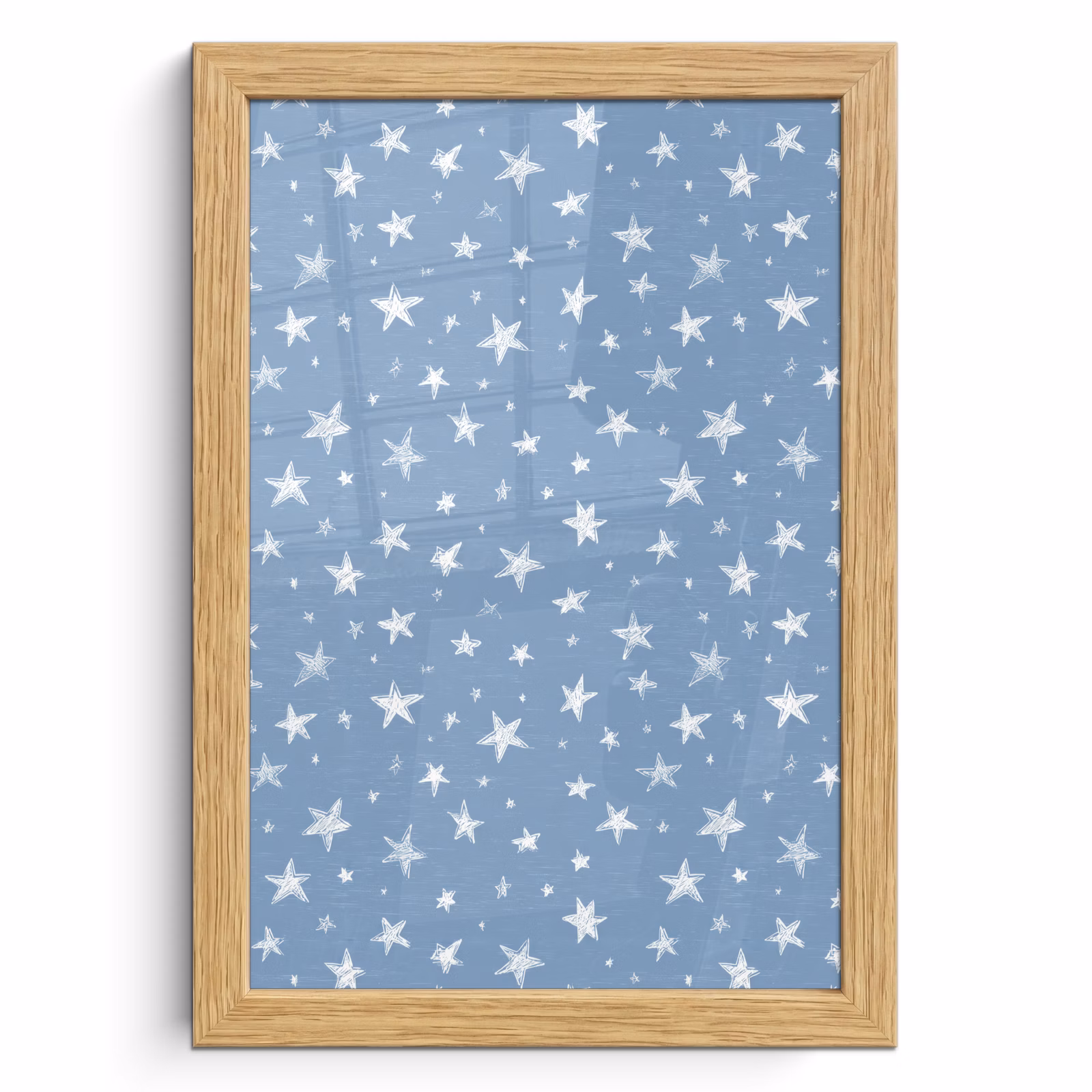 Poster met lijst - Sterretjes - Patroon - Blauw — 1