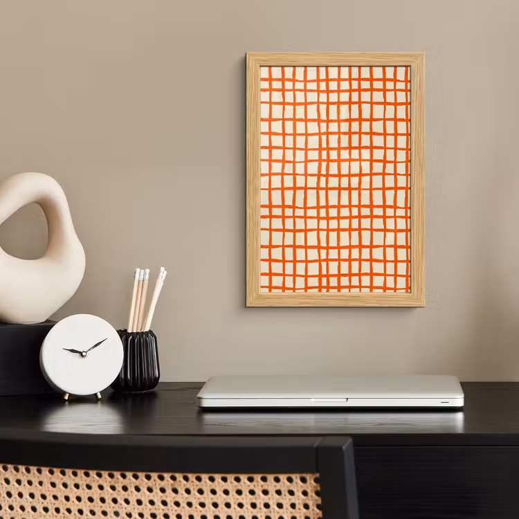 Poster met lijst - Patroon - Lijnen - Oranje — 2