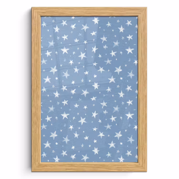 Poster met lijst - Sterretjes - Patroon - Blauw — 1