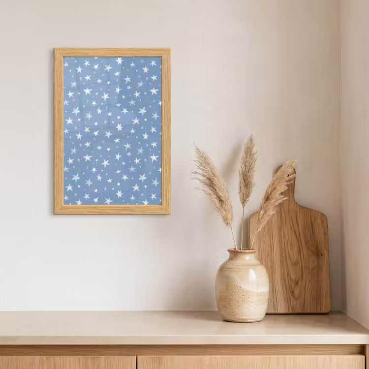 Poster met lijst - Sterretjes - Patroon - Blauw — 3