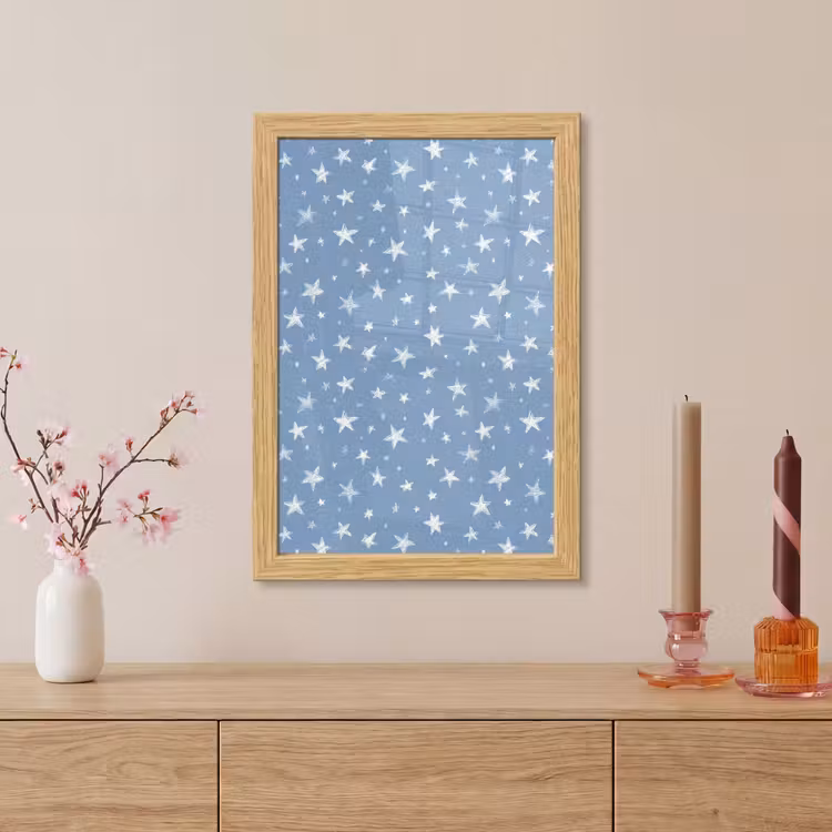 Poster met lijst - Sterretjes - Patroon - Blauw — 5