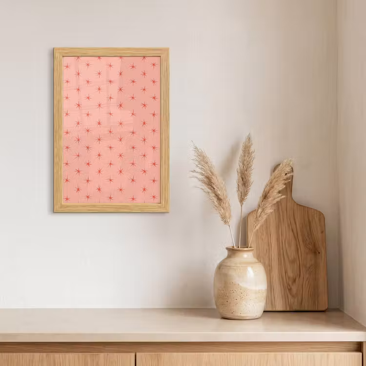 Poster met lijst - Sterretjes - Patroon - Oranje — 3