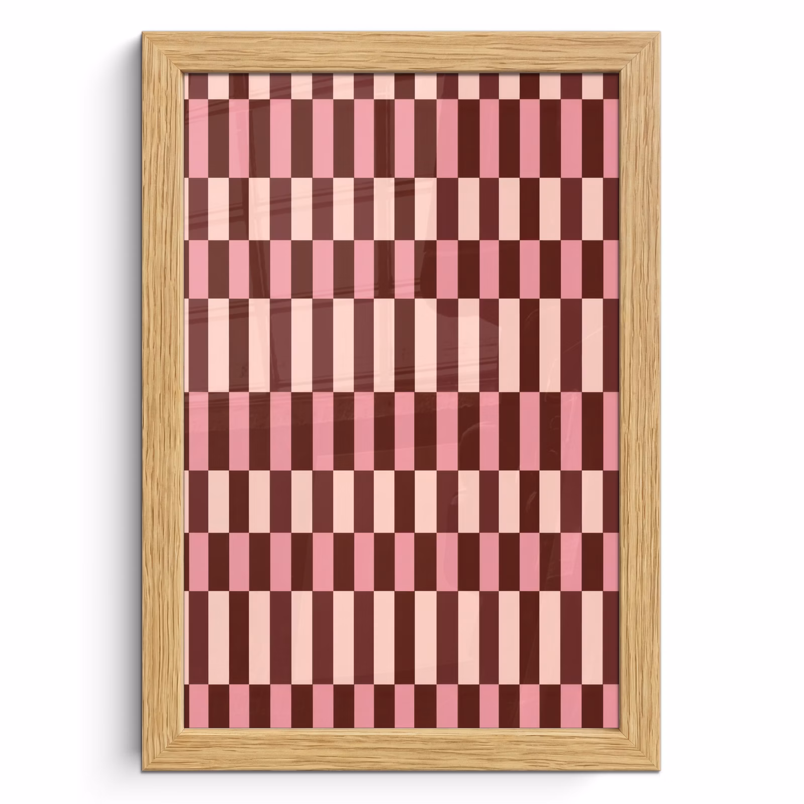 Poster met lijst - Roze - Rood - Blokjes — 1