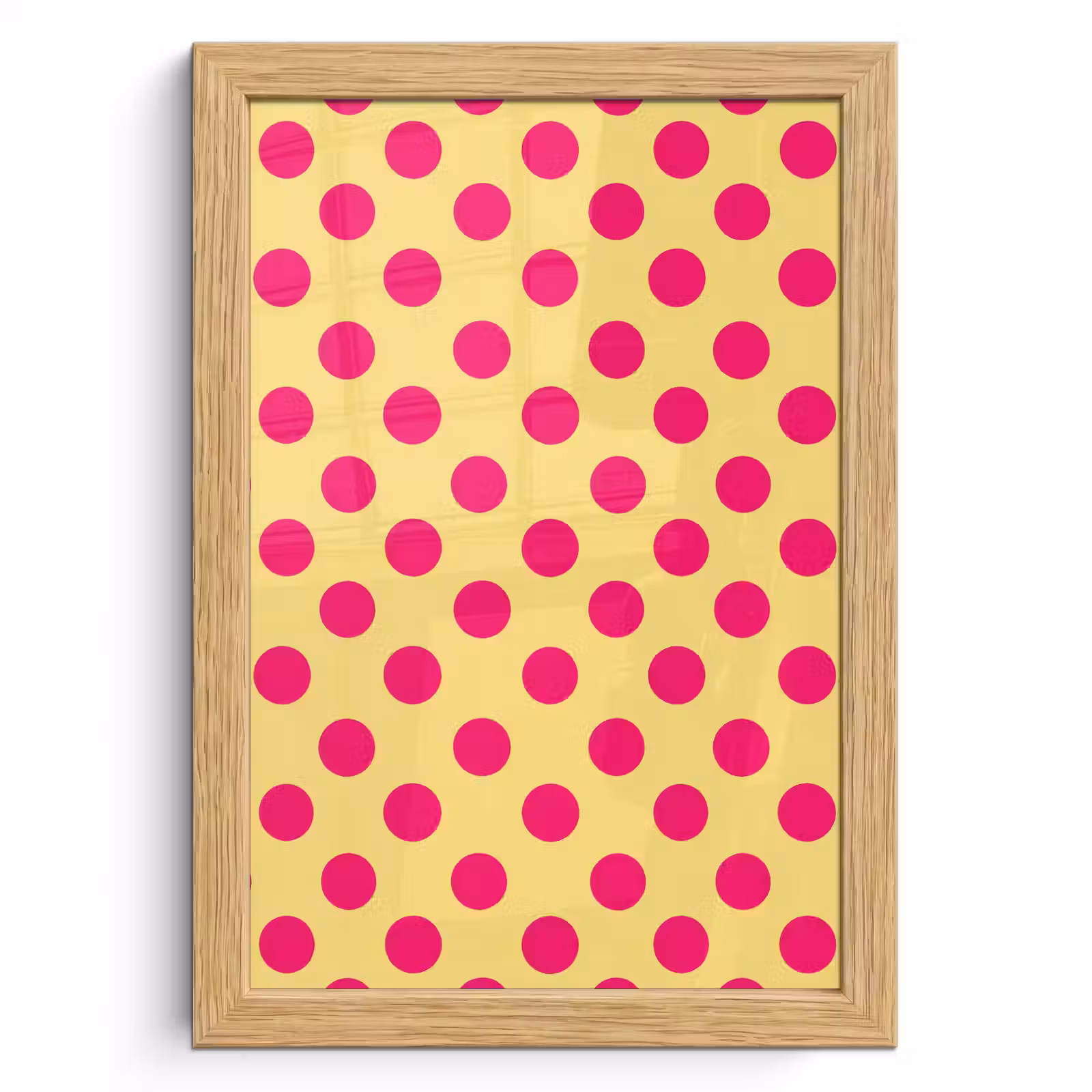 Poster met lijst - Roze - Stippen - Geel — 1